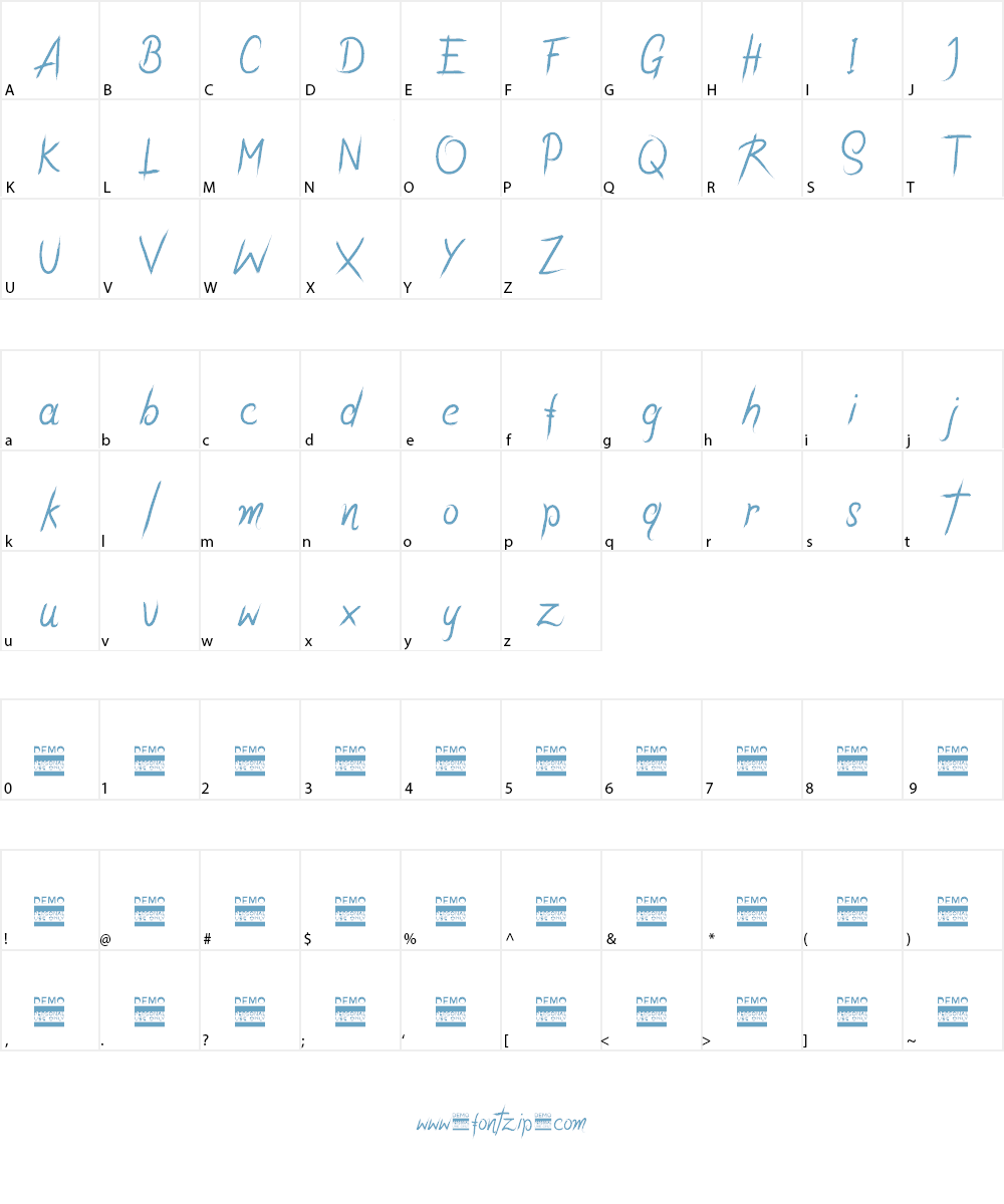 Riotiks Demo Font Character